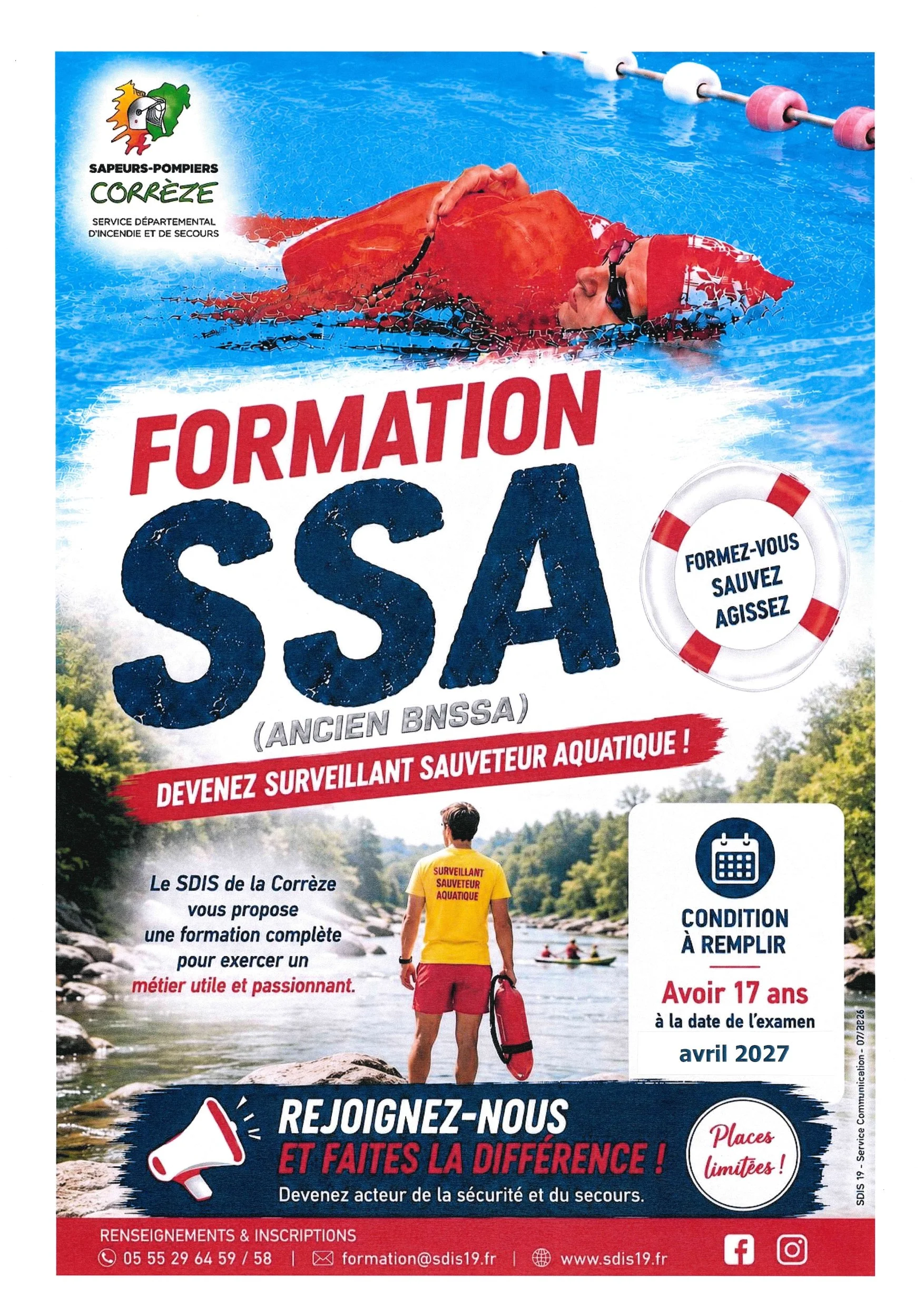 Le SDIS de la Corrèze propose une formation de Surveillant Sauveteur Aquatique (SSA) - Places limitées