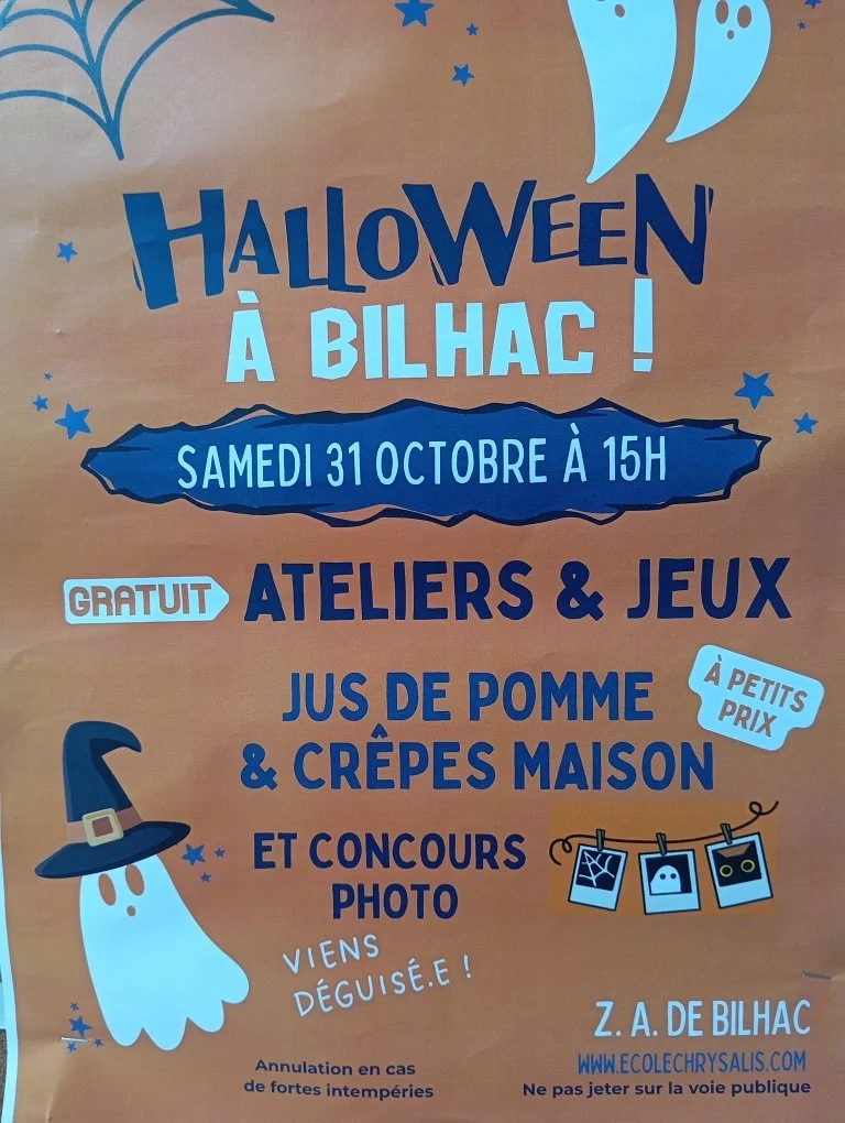 HALLOWEEN A BILHAC ! Venez déguisé(e)s - Samedi 31 octobre à 15h00 - Z.A. DE BILHAC