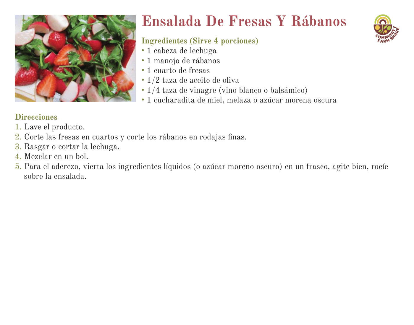 Ensalada De Fresas Y Rábanos