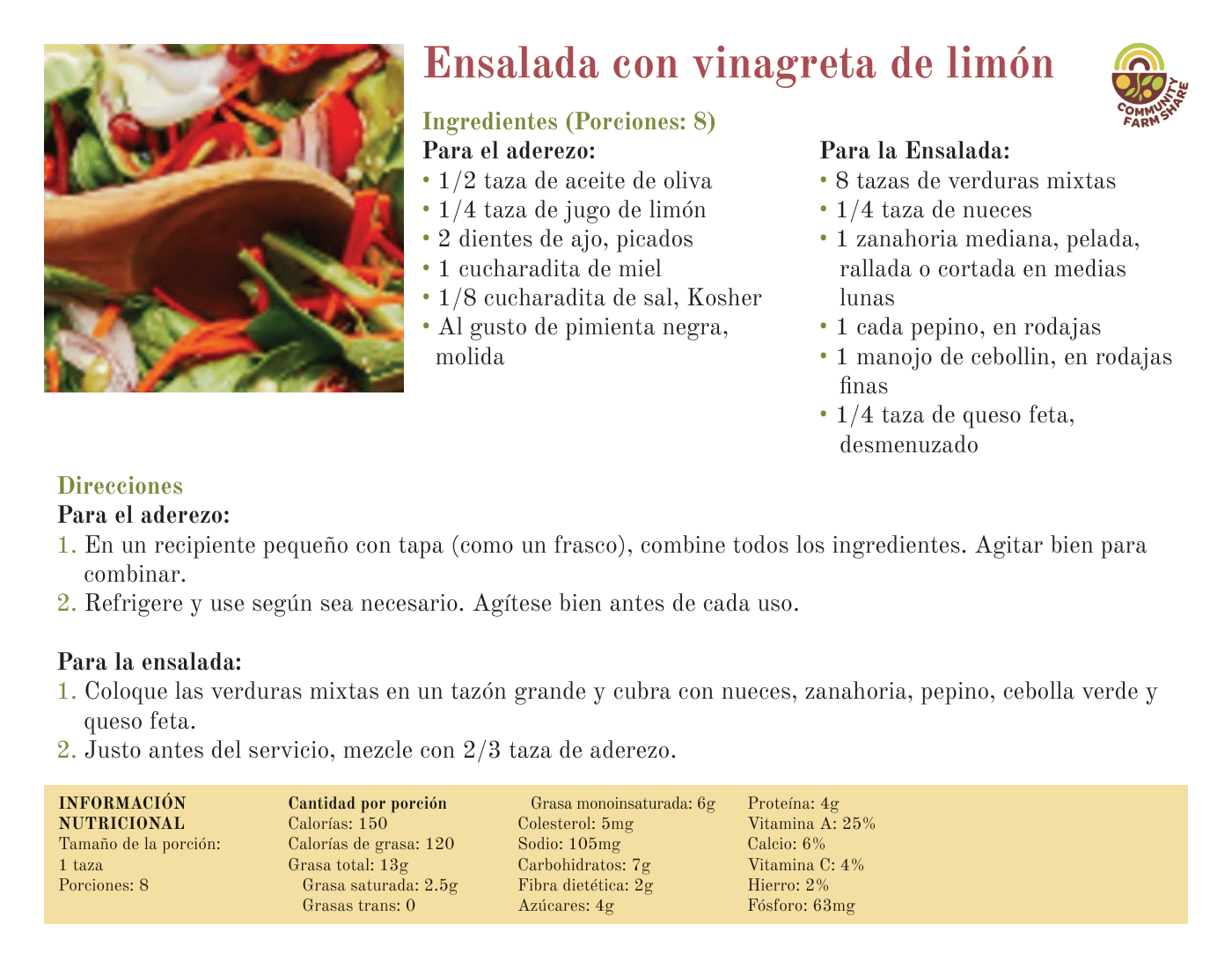Ensalada con vinagreta de limón