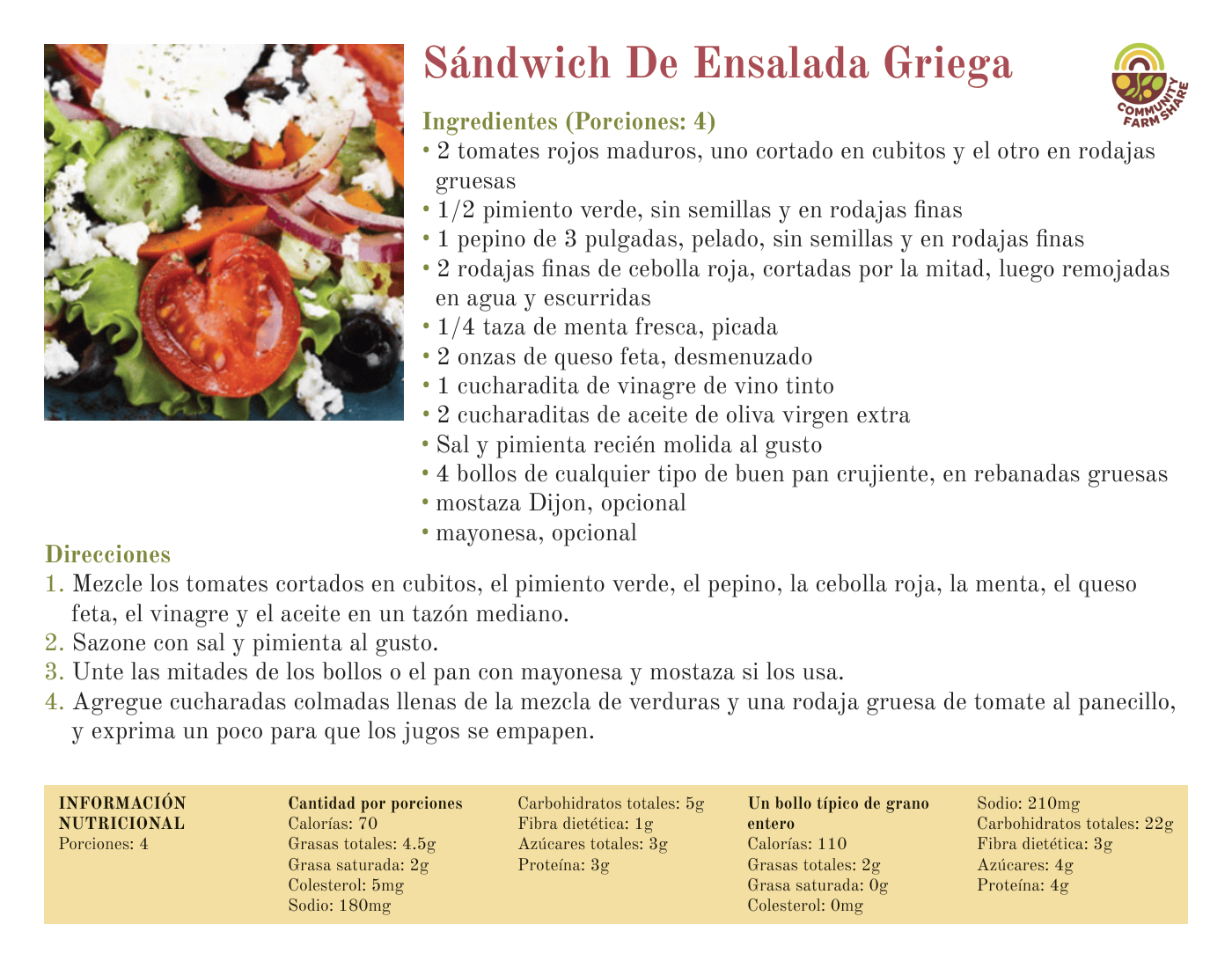Sándwich De Ensalada Griega