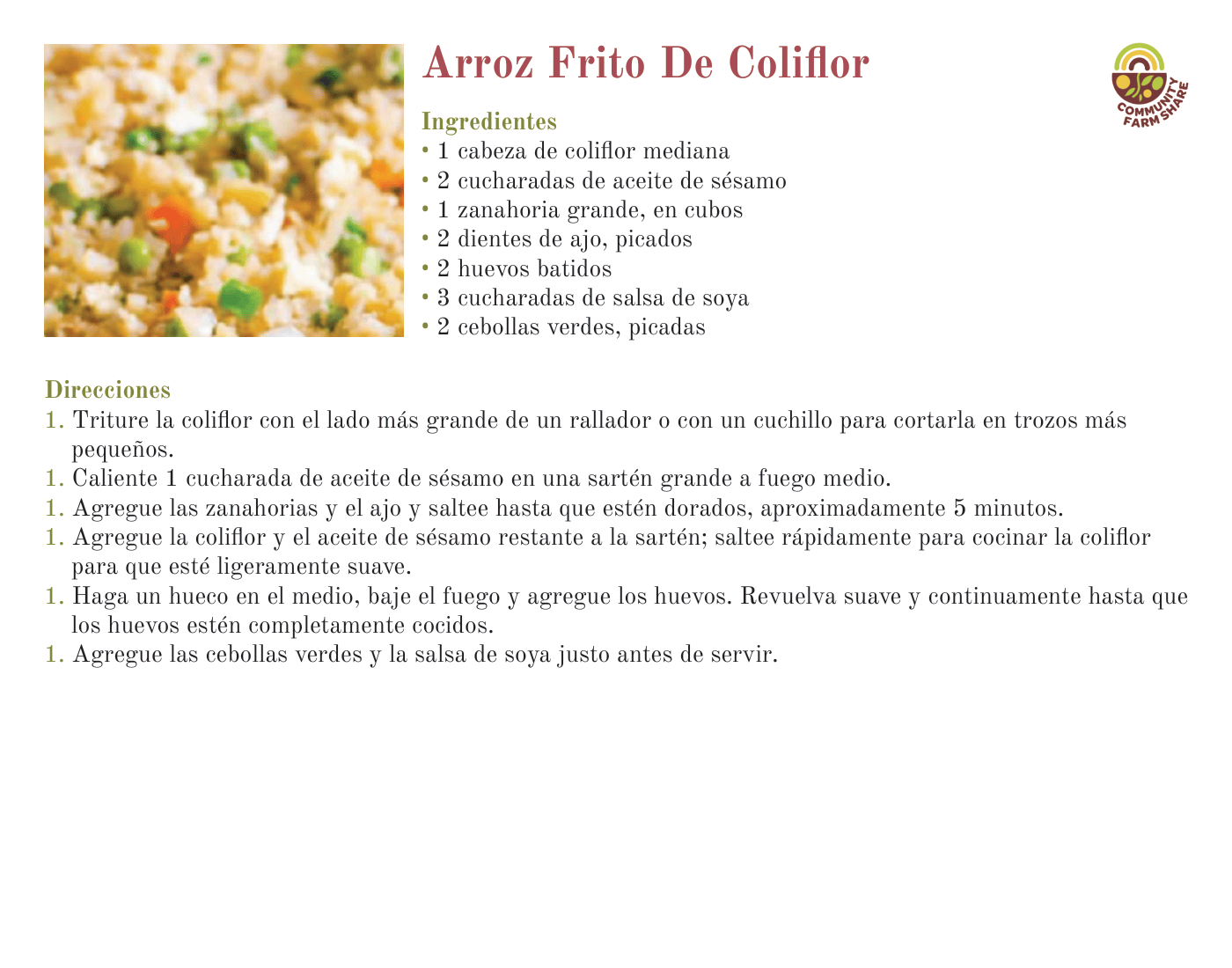 Arroz Frito De Coliflor