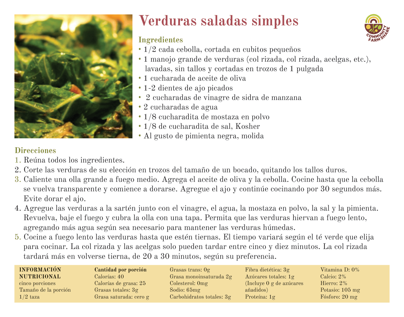 Verduras saladas simples