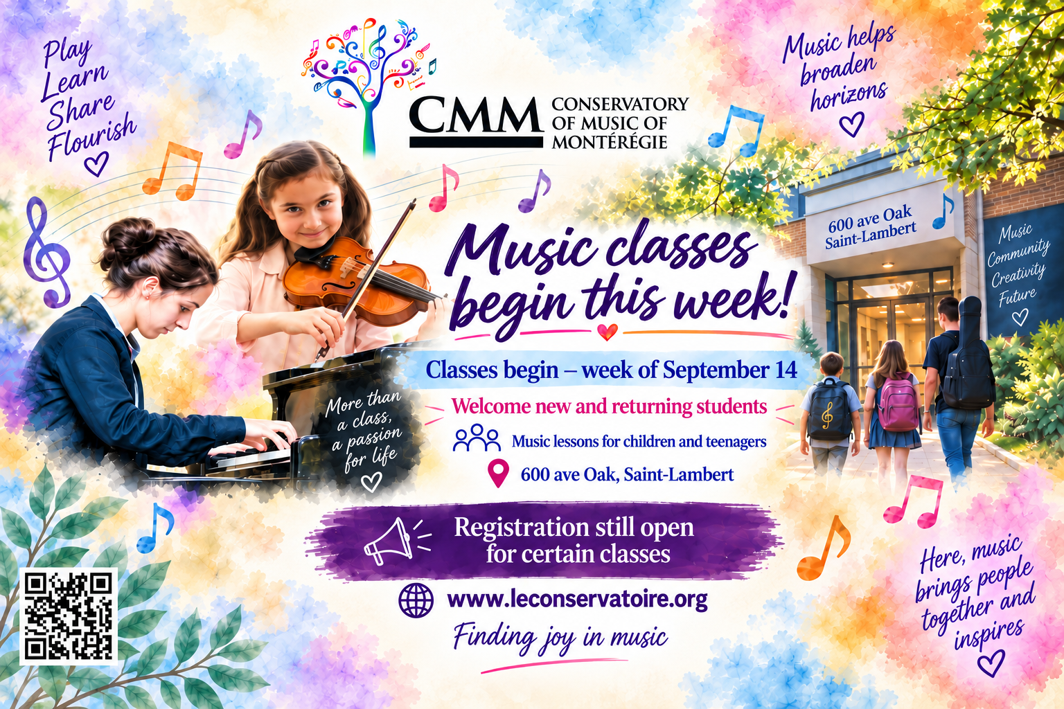 Music lessons at 600 ave Oak, Saint-Lambert