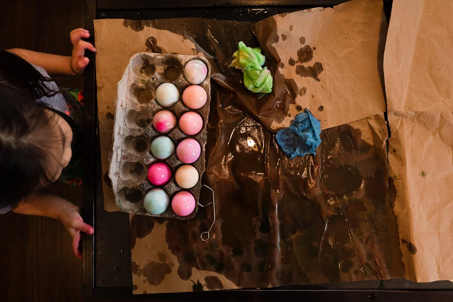 Nellie and Sydney's egg dying afternoon