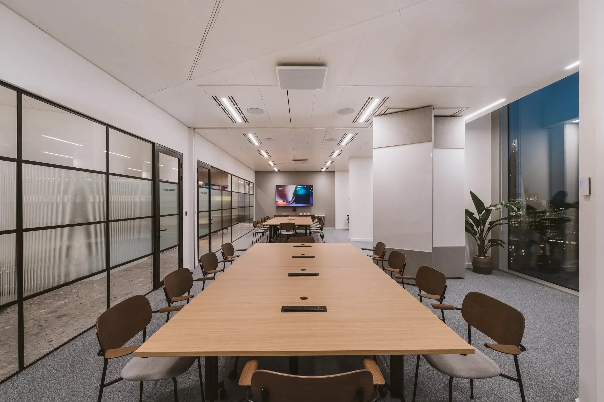 Double meeting area with skyline view