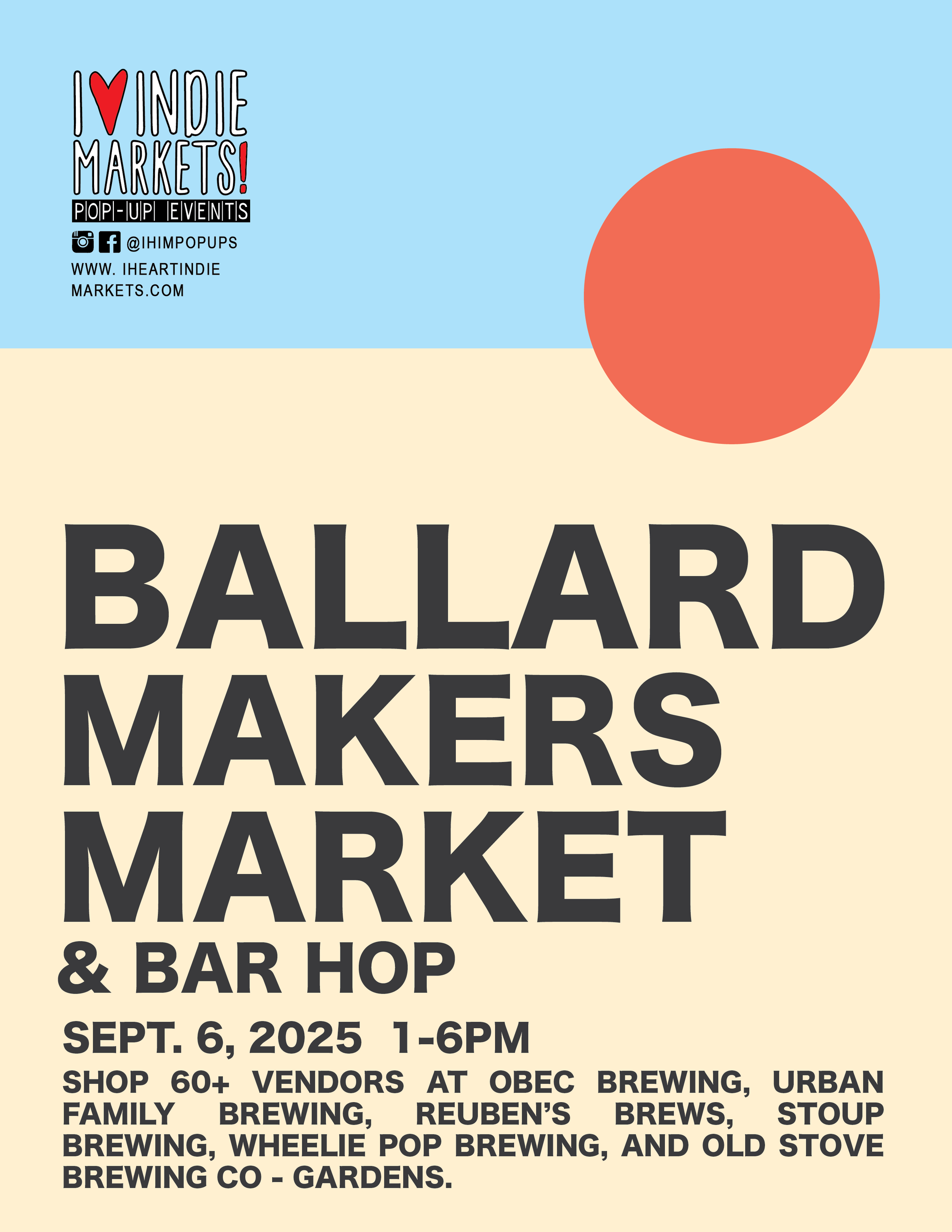 Ballard Pop-Up Art Market at Old Stove Brewing – Sept 6