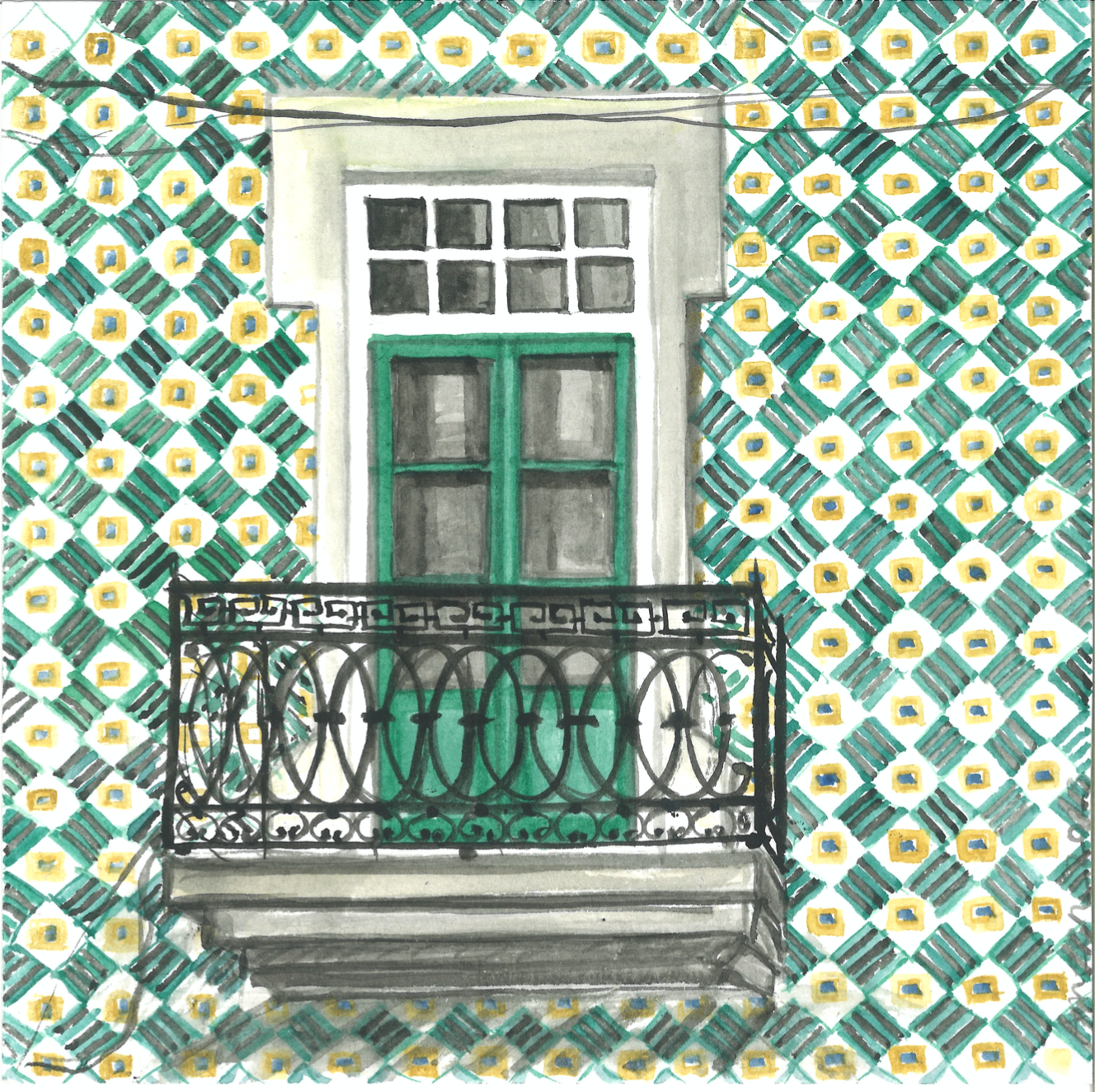 Porto Balcony in Green -- Portugal