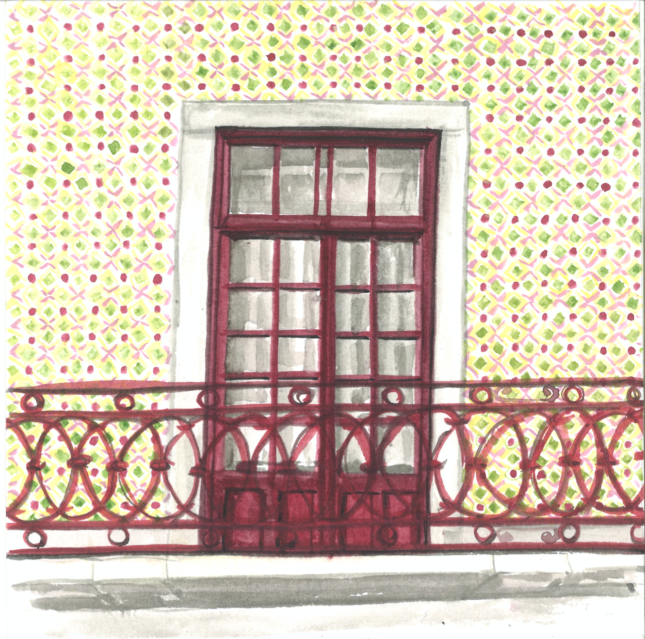 Porto Balcony  in Alizarin -- Portugal