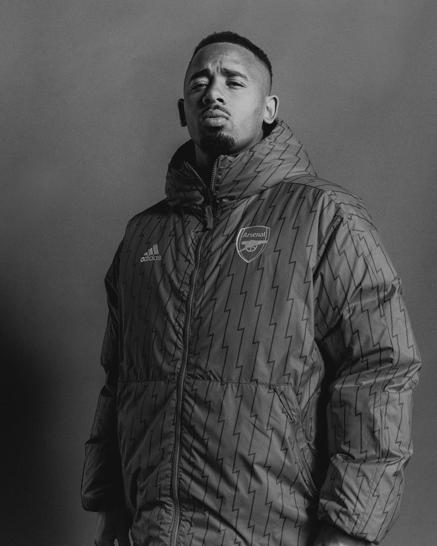 Gabriel Jesus, Aaron Ramsdale, and Gabrielle Martinelli shot for Adidas.