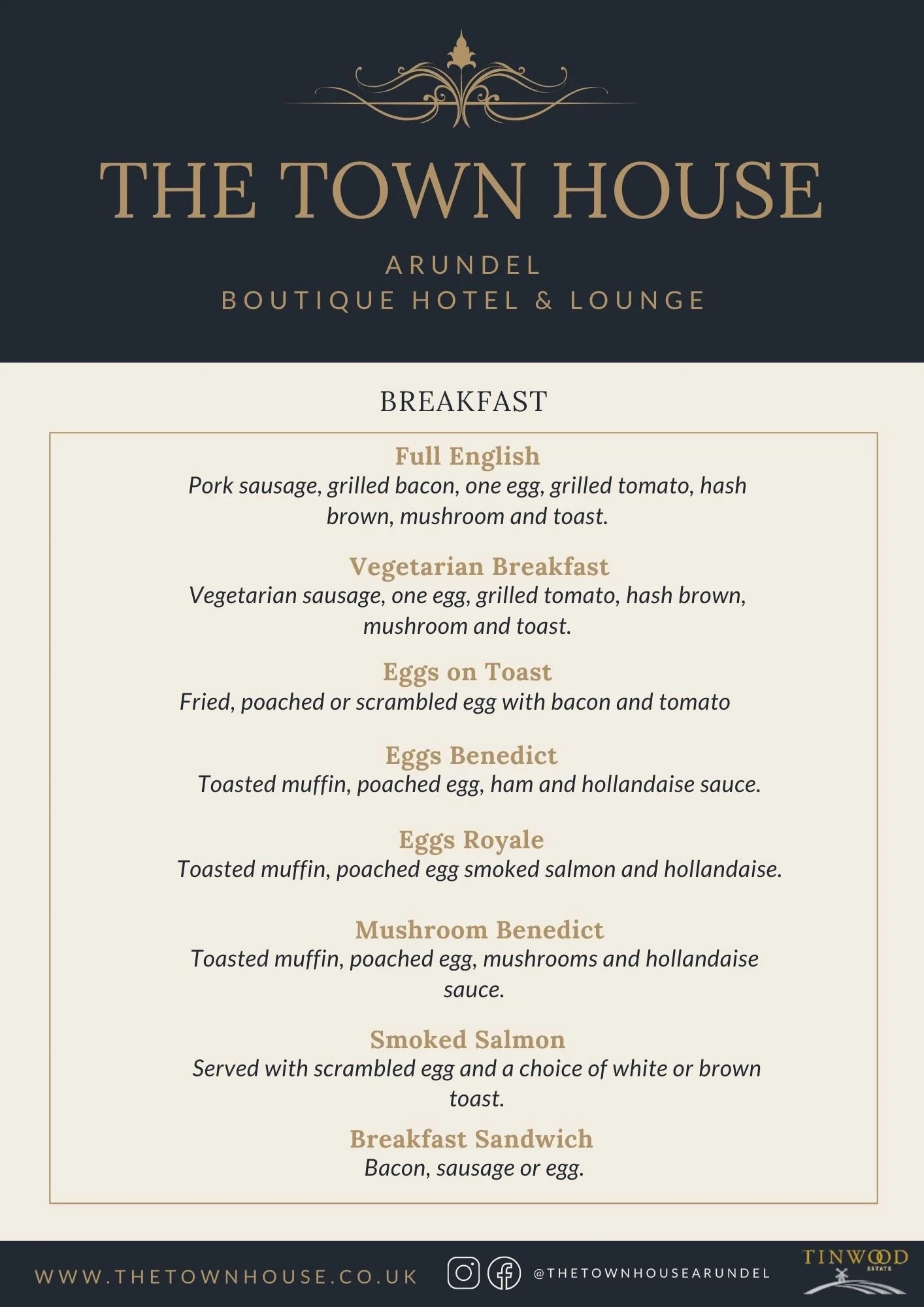Breakfast Menu — The Town House Arundel