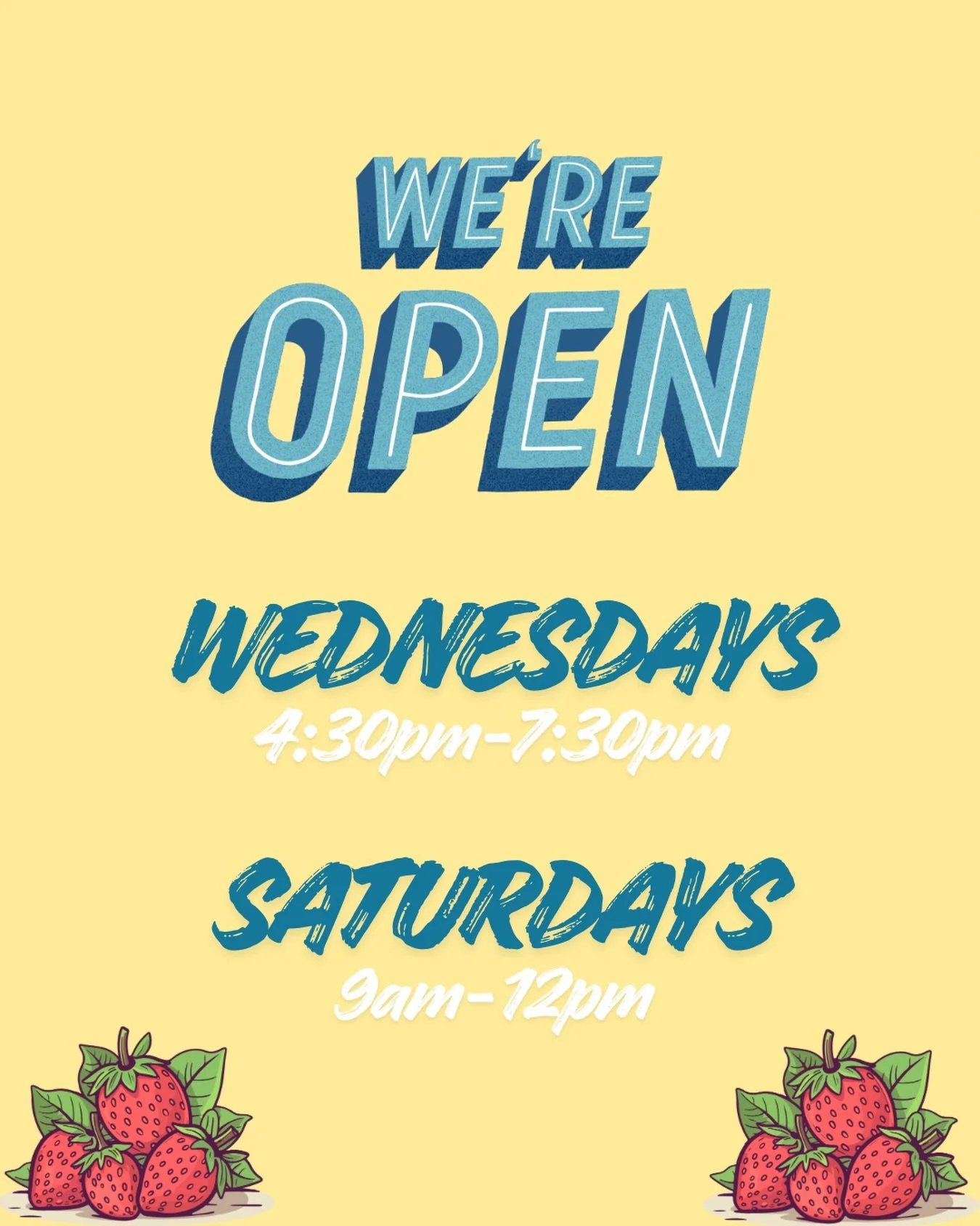 We&rsquo;re Open WED evenings 4:30-7:30pm (no reservations) and SAT mornings 9am-12pm (by reservation TBD)! 

Currently available for U-Pick:
Organic strawberries $5/lb 🍓
Organic blackberries $10/lb (limited)

At the Organic Farmstand:
Green onions 
