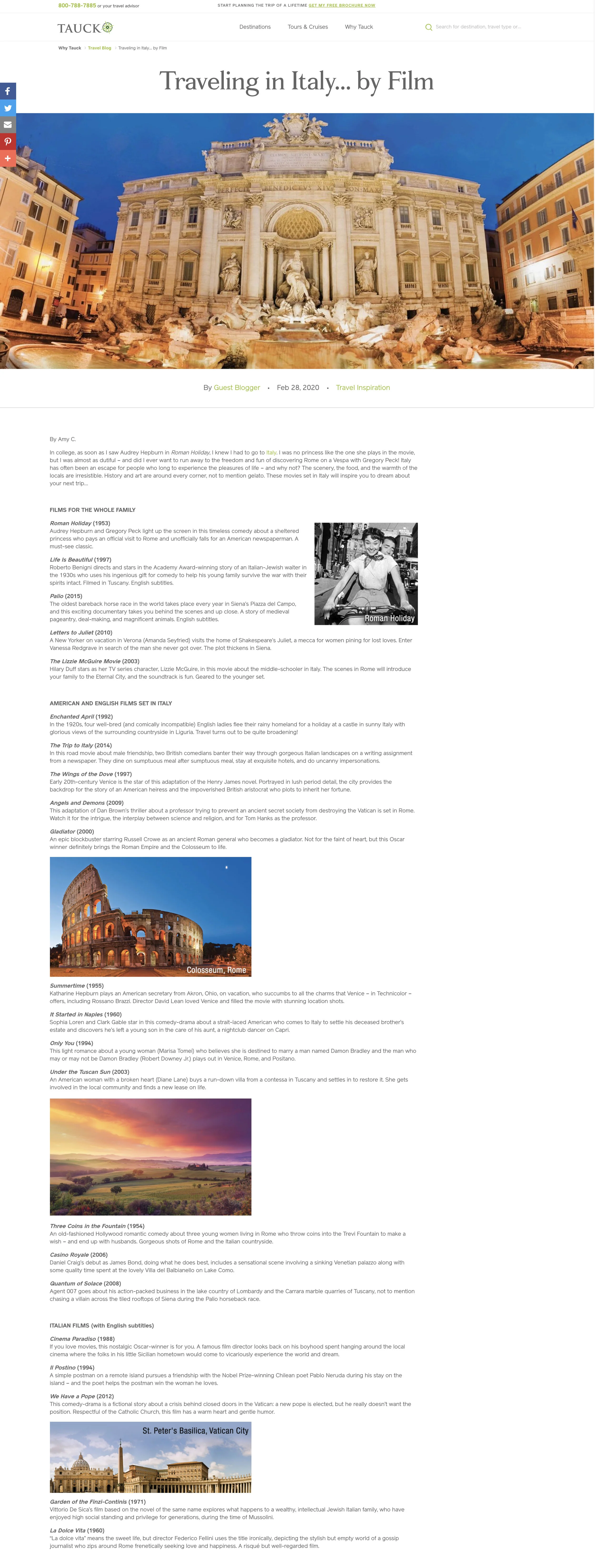 Tauck Blog, Brand Journalism - Traveling in Italy by Film