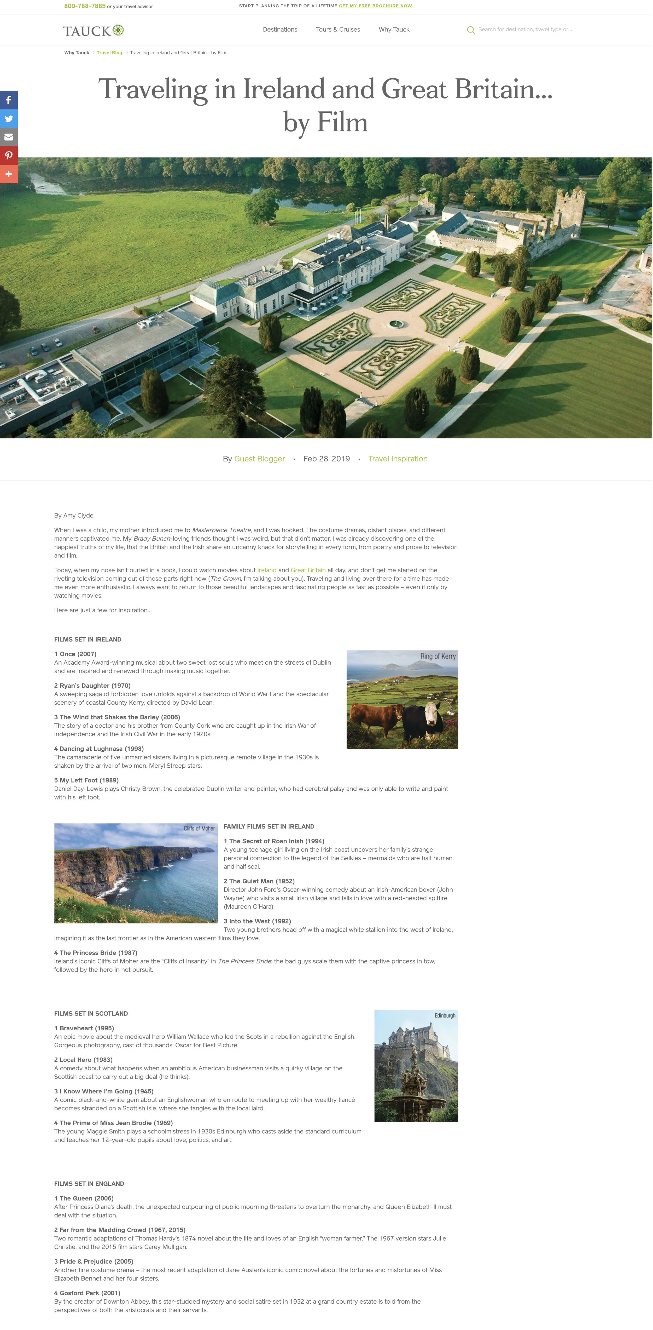 Tauck Blog, Brand Journalism - Traveling in Ireland / Great Britain by Film