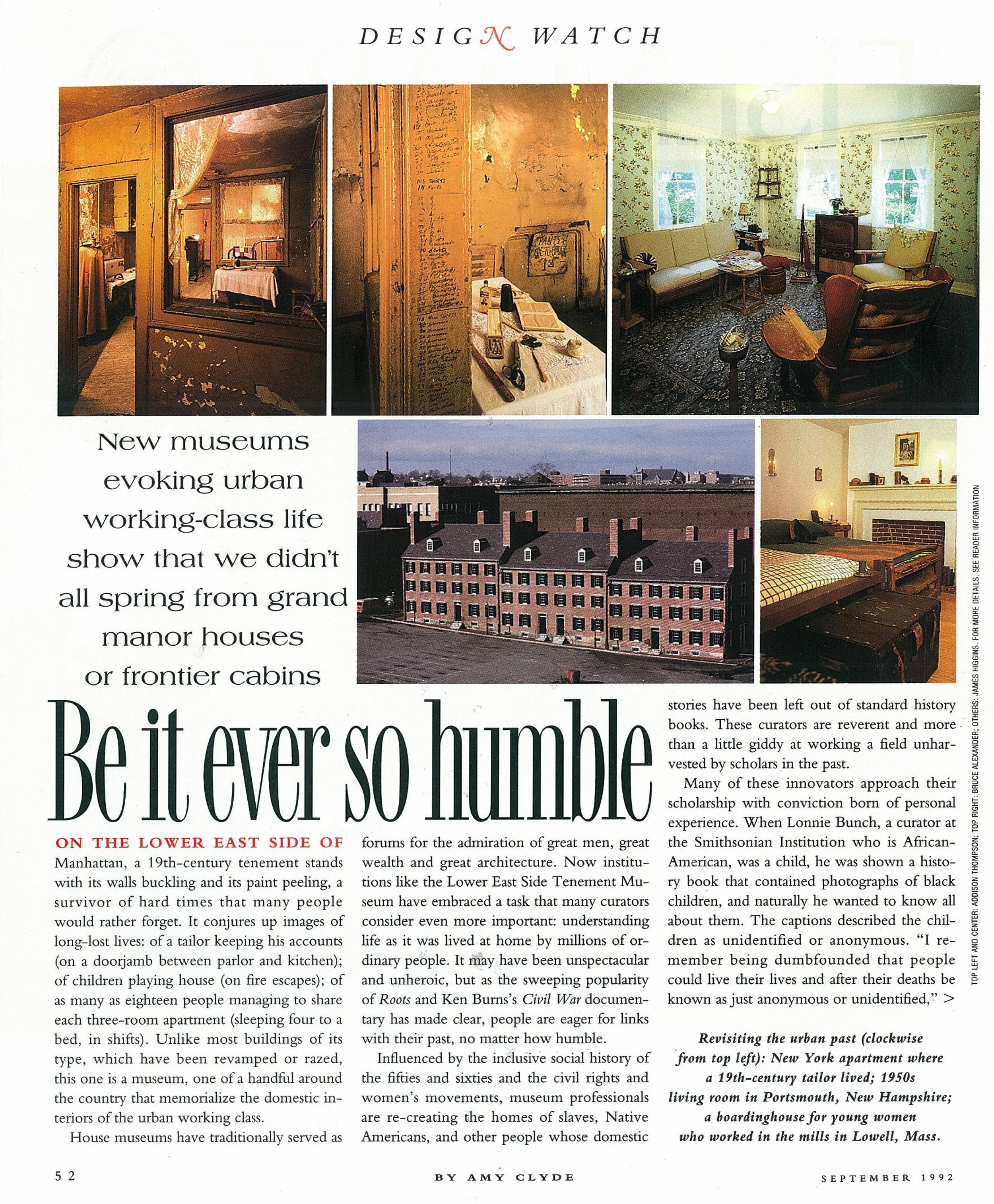 House Beautiful Magazine Piece on Museums of Urban Working Class Life