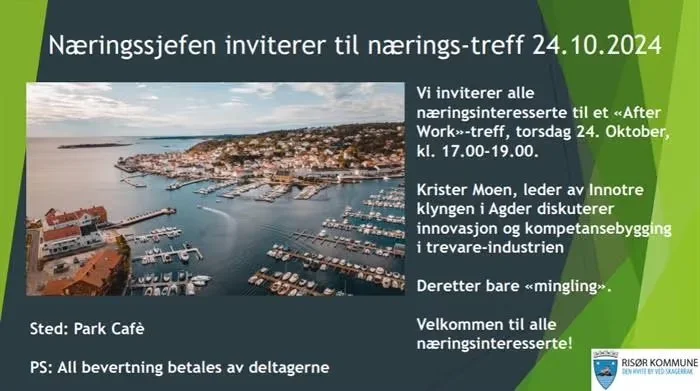 Næringstreff 24. oktober på Park Café i Risør – Fokus på trebearbeidende industri  ‍