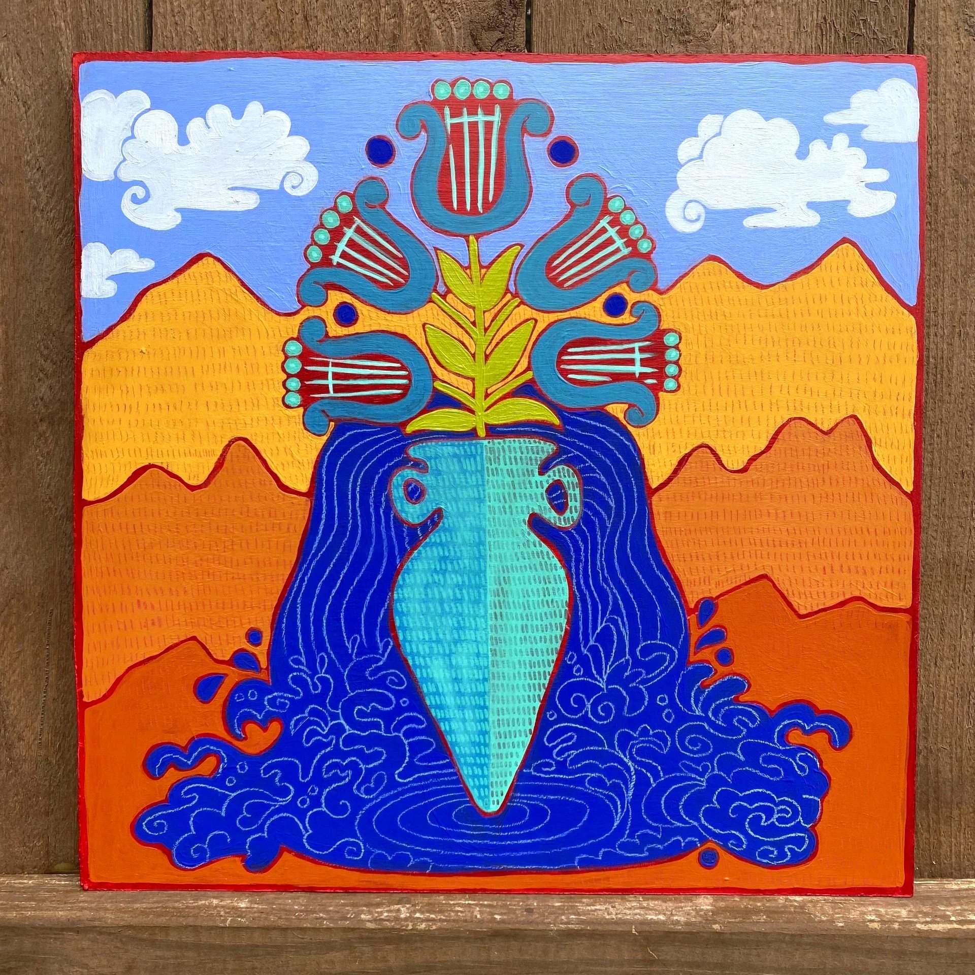 Jarabi Jireh (Beloved Provider) 12"X12" Acrylic and colored pencil on panel. 2026