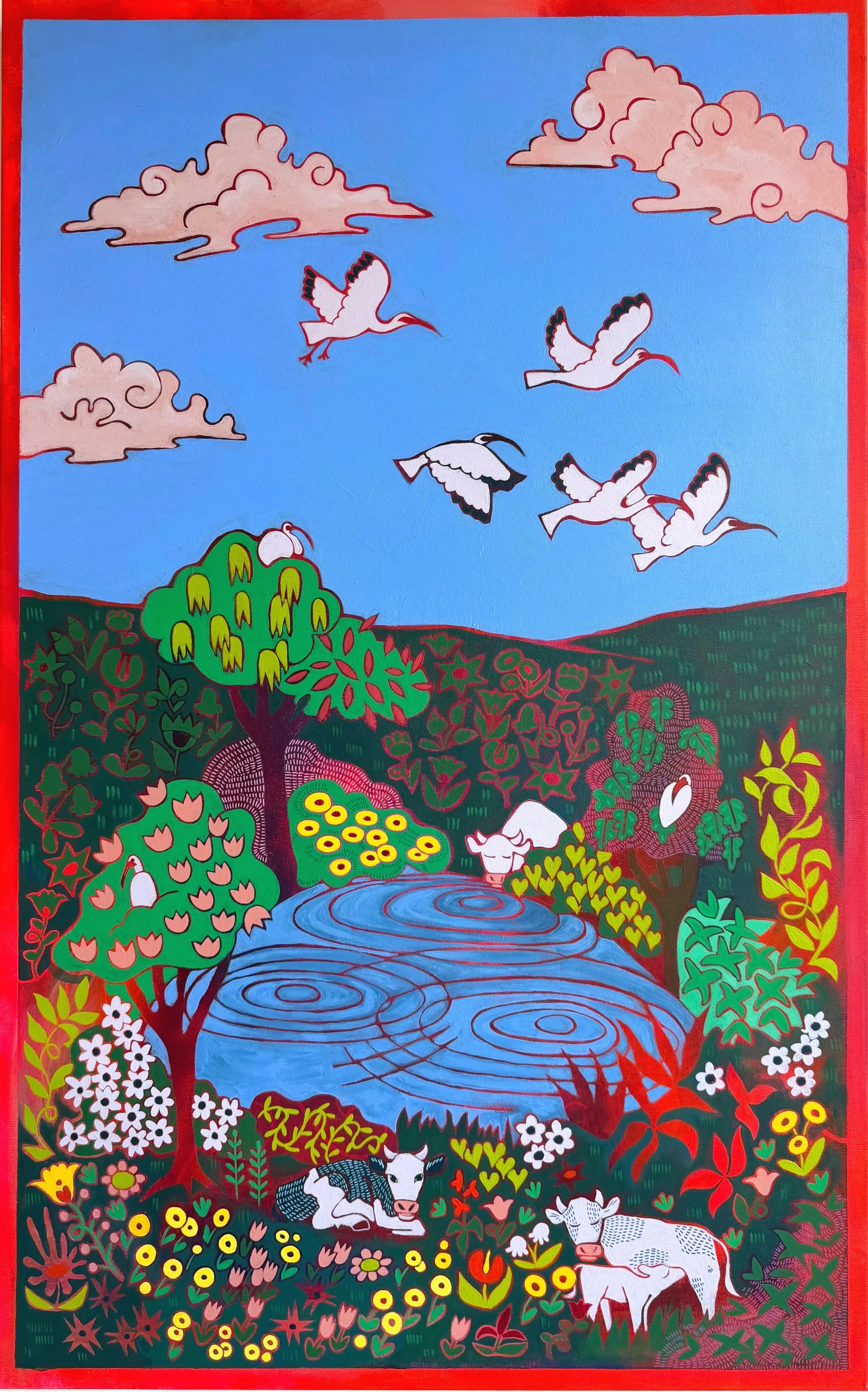 The Farm on Rhodes Road, 48"X 30" Acrylic on canvas. 2026