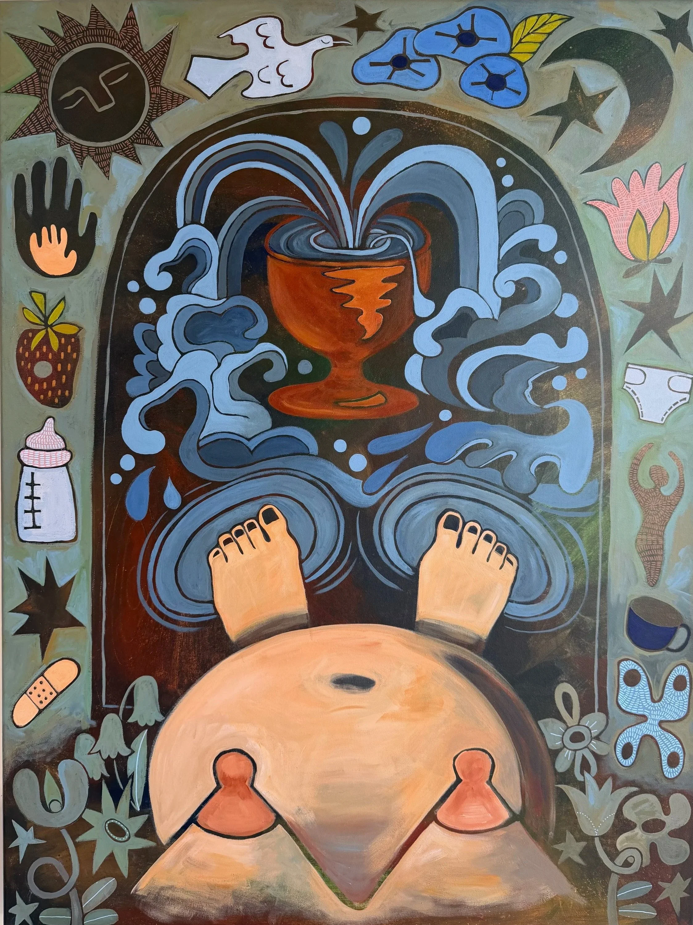 Overflow, 40"X 30"Acrylic on canvas. 2026
