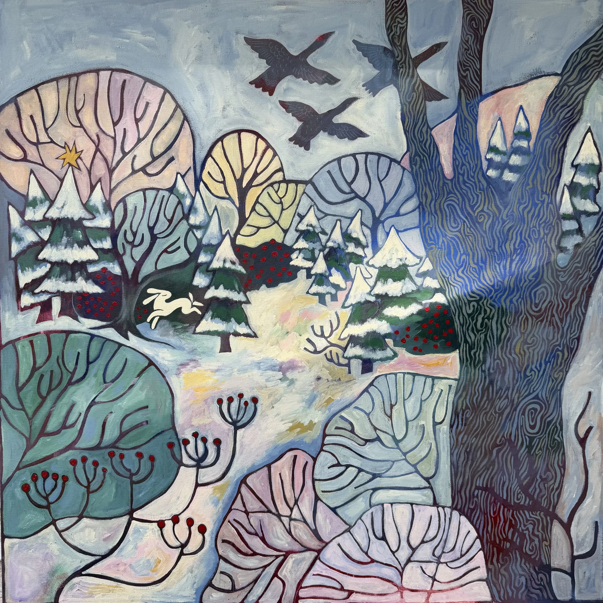 Winter Solstice 36"X 36"Acrylic on canvas. 2026