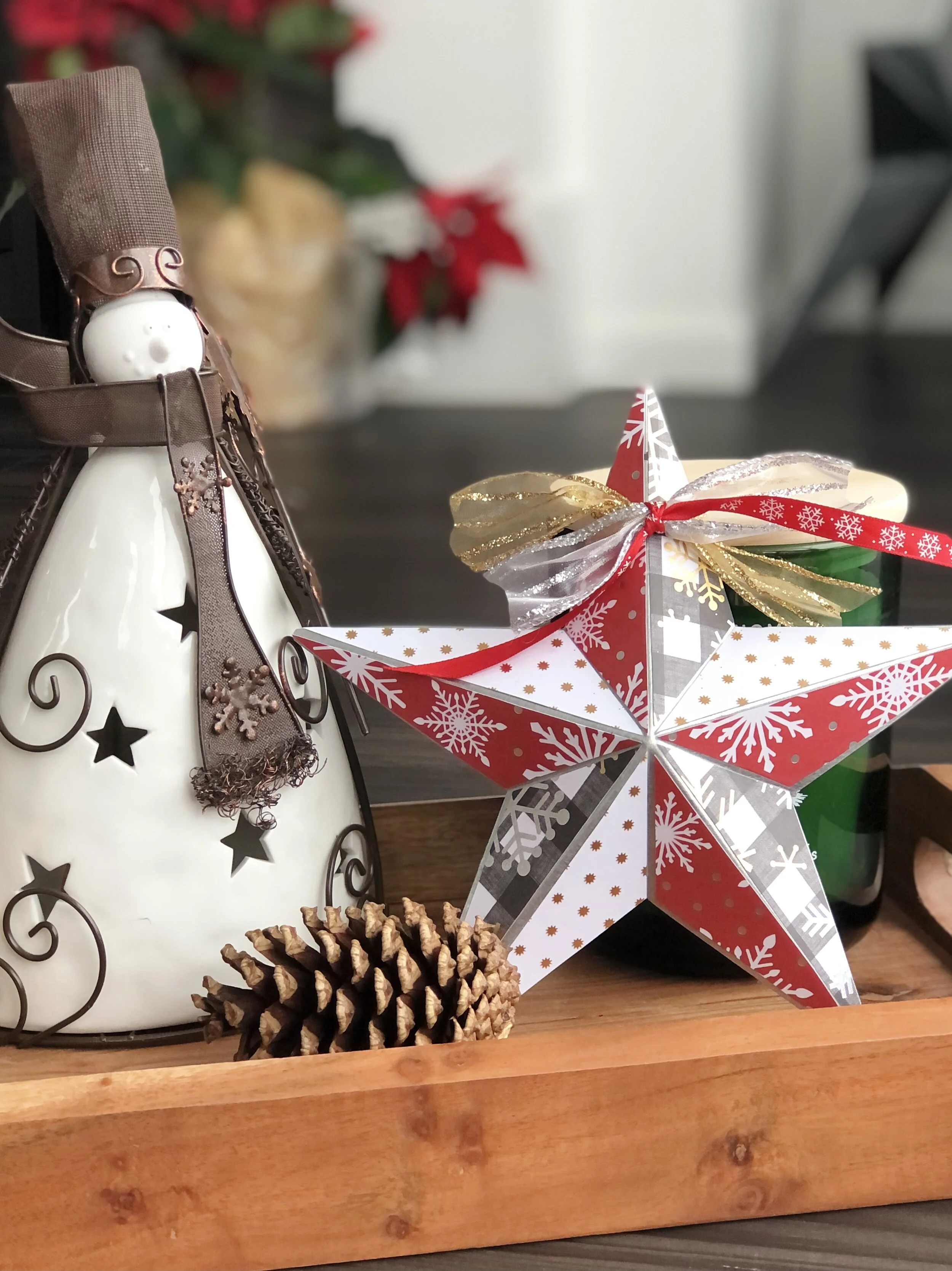Silver Snowflakes with Red