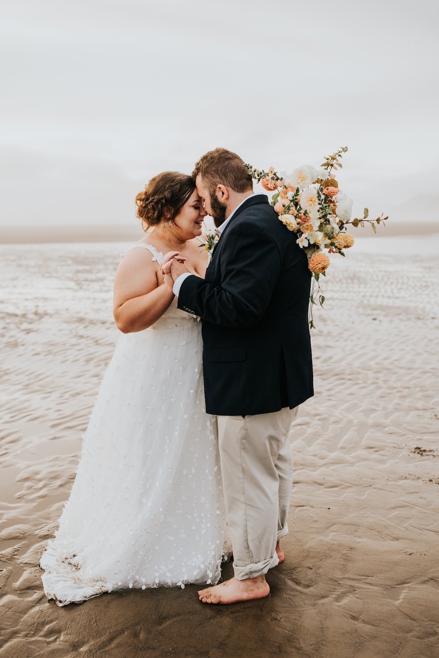 Newlyweds at Oregon Coast Wedding