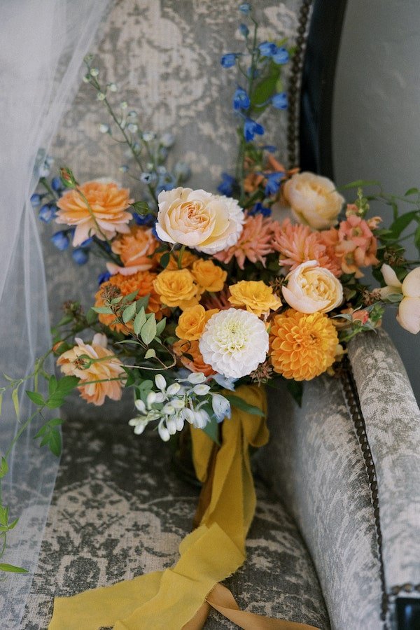 Orange + Peach Wedding Bouquet with Dahlias + Roses.jpg