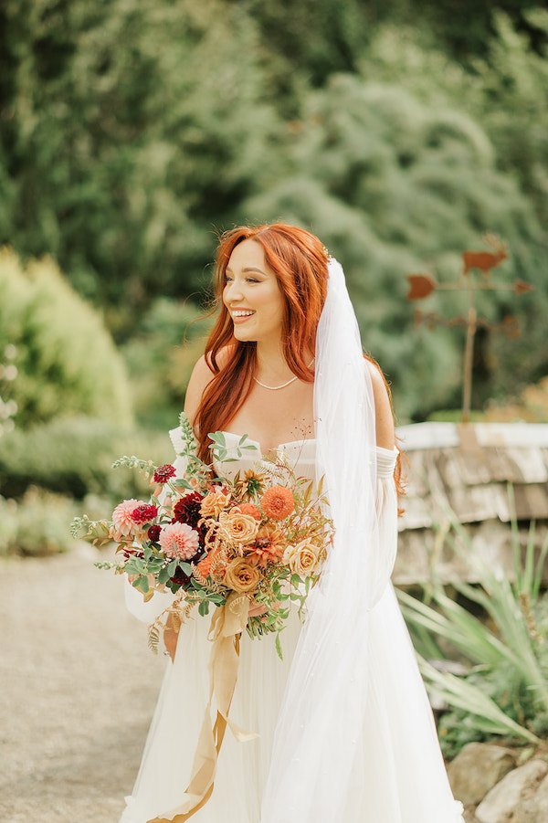 Fall Bridal Bouquet with Dahlias &amp; Roses