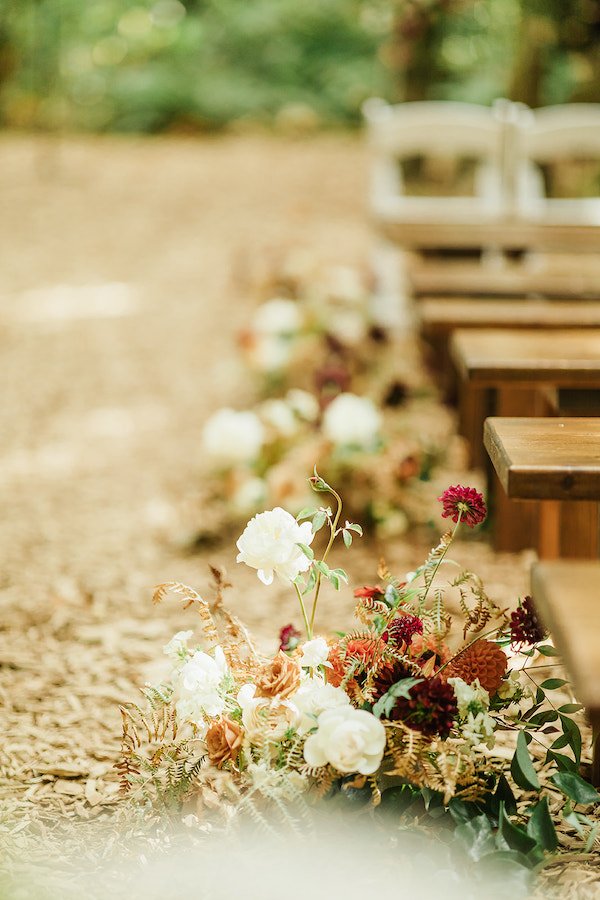 Aisle Flowers for a Woodland Wedding Ceremony