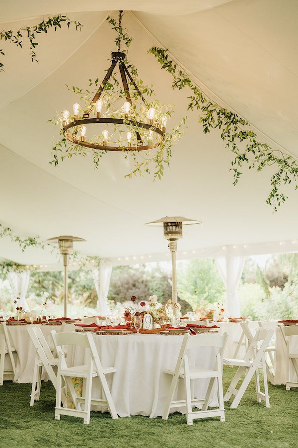 Tented Wedding Reception with Fall Flowers at Twin Willow Gardens