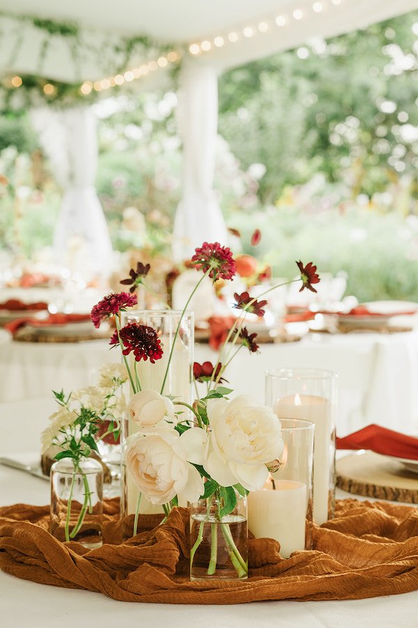Fall Wedding Flowers for Reception Tables at Twin Willow Gardens