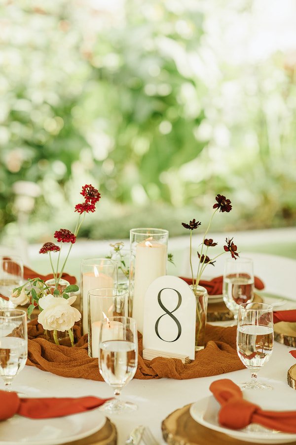 Autumn Wedding Flowers for Guest Tables at Twin Willow Gardens