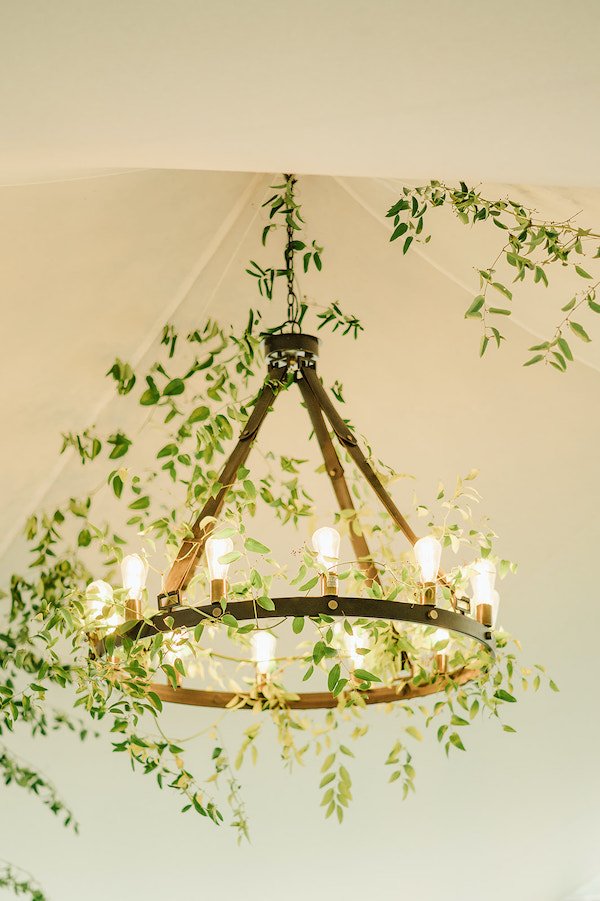 Greenery Chandelier for a Twin Willow Gardens Wedding in Fall