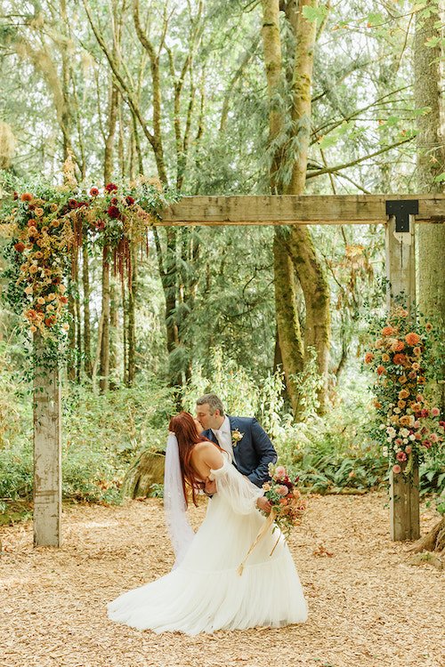 Bride &amp; Groom Portrait for a Fall Wedding at Twin Willow Gardens