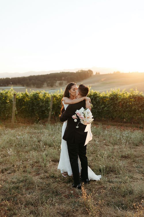 Bride and Groom Sunset Portrait in Oregon.jpg
