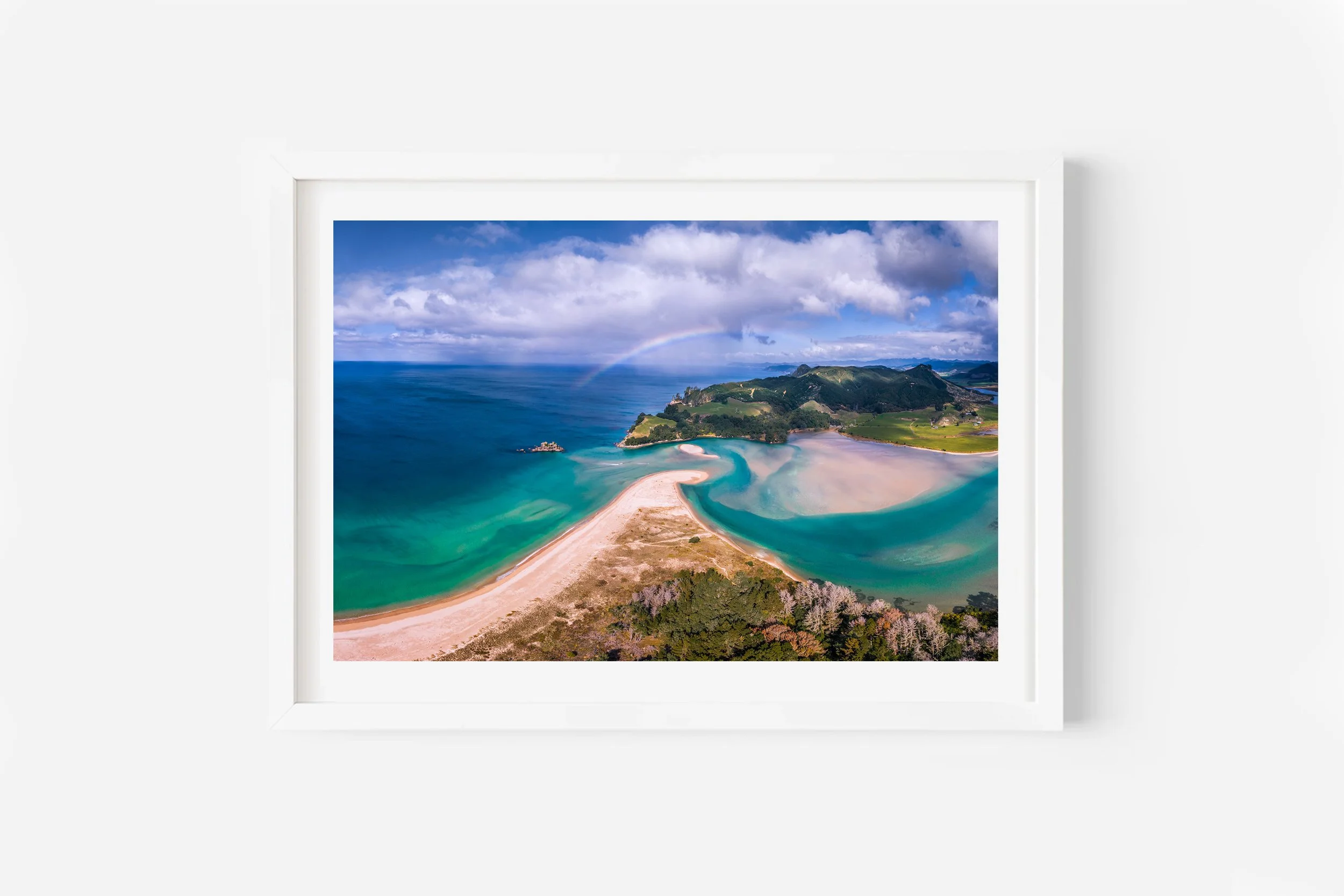 Opoutere Beach Coromandel aerial image NZ Print