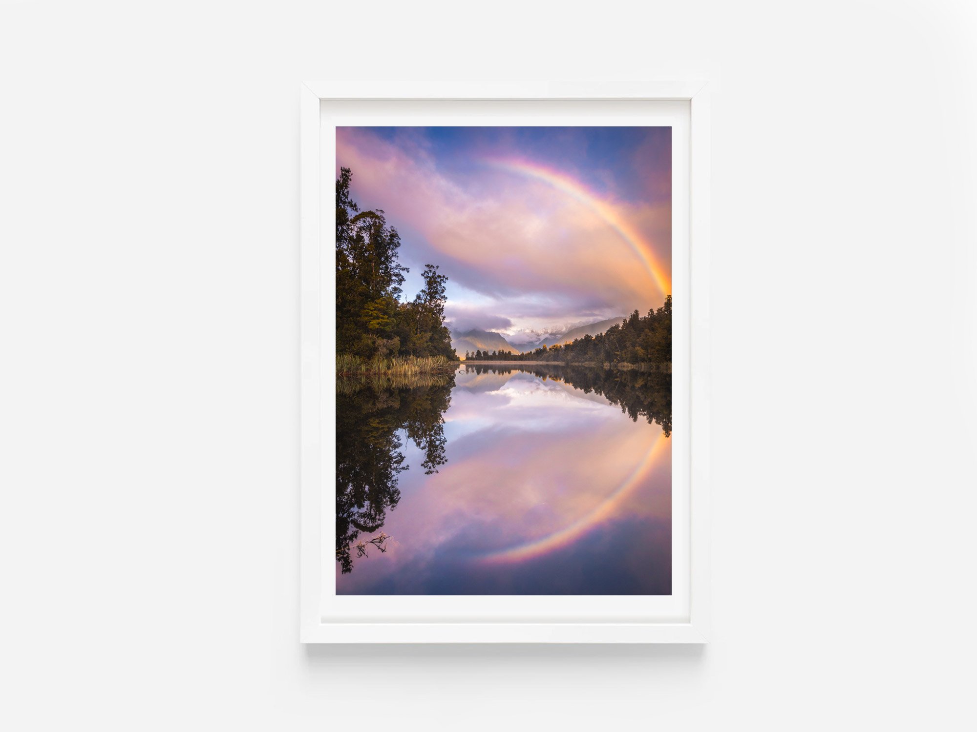 Lake Matheson sunset reflection NZ Print