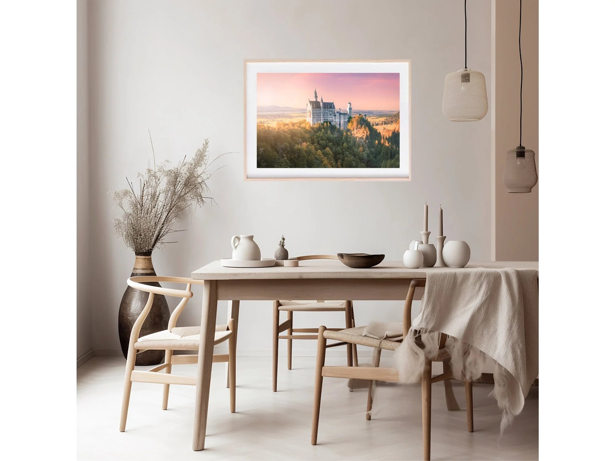 Sunset at Neuschwanstein Castle Germany Marienbrucke View Print