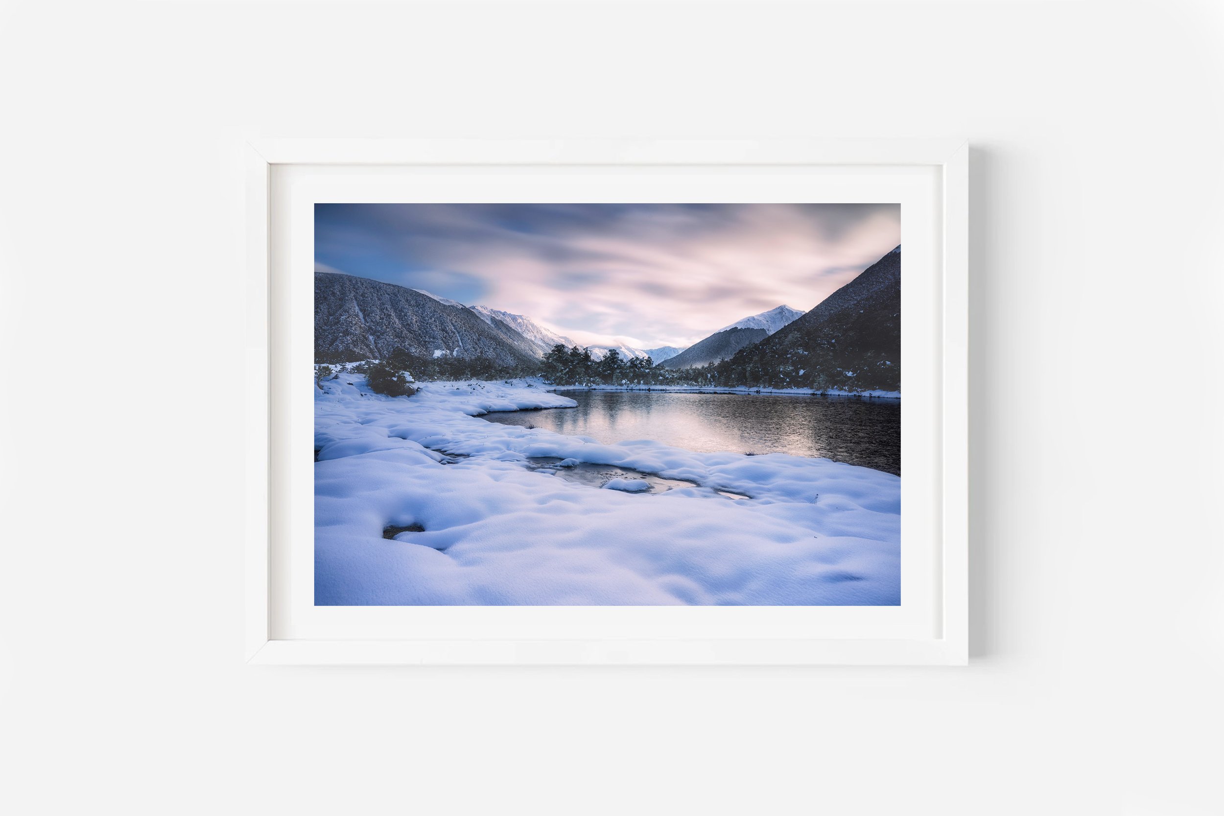 NZ Print of Lewis Pass Winter Snow Canterbury