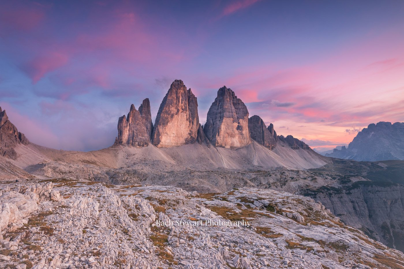 Tre Cime Di Lavaredo Sunset Dolomites Italy