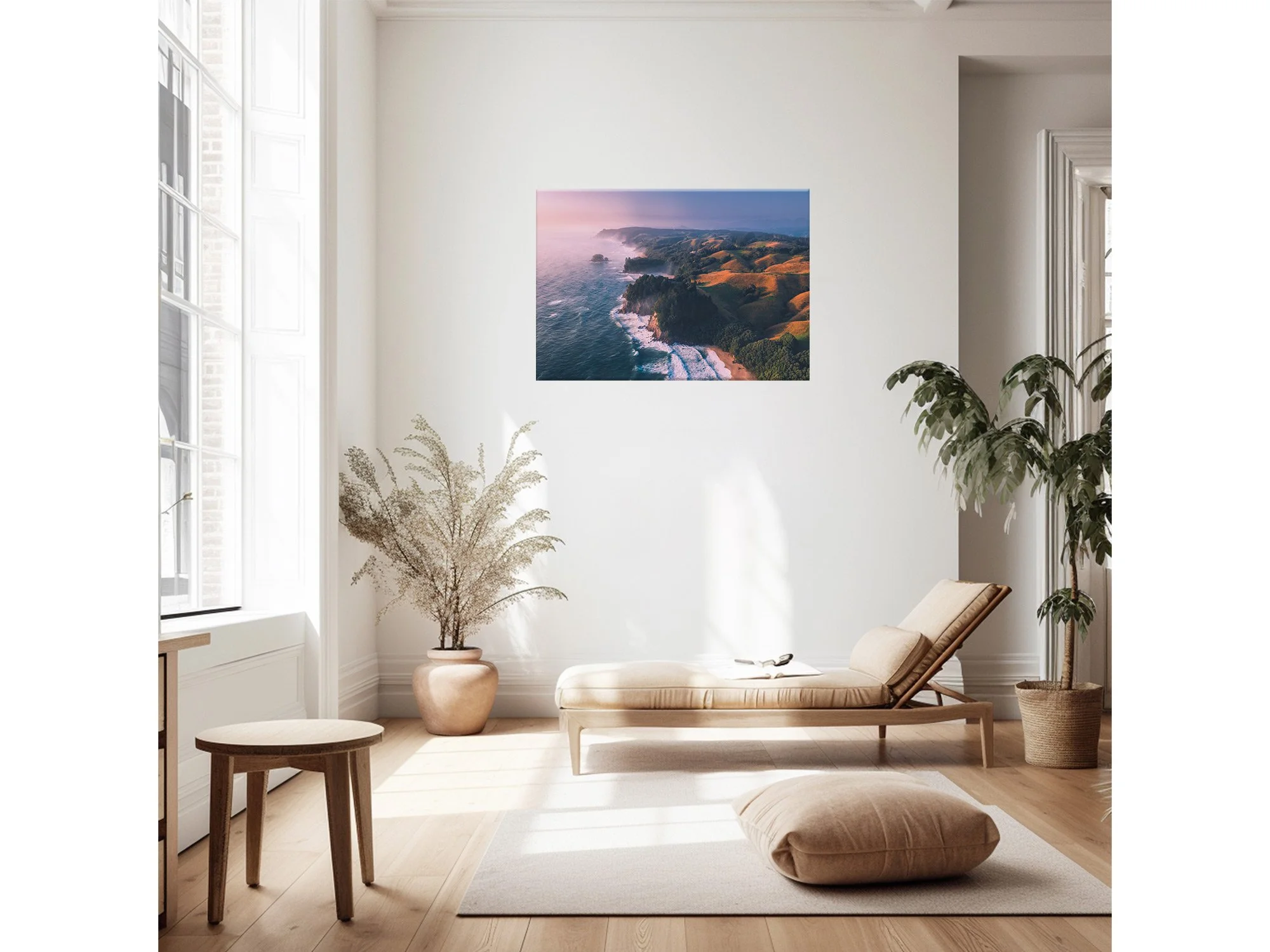 Onemana Beach Coast Coromandel sunrise aerial NZ Print