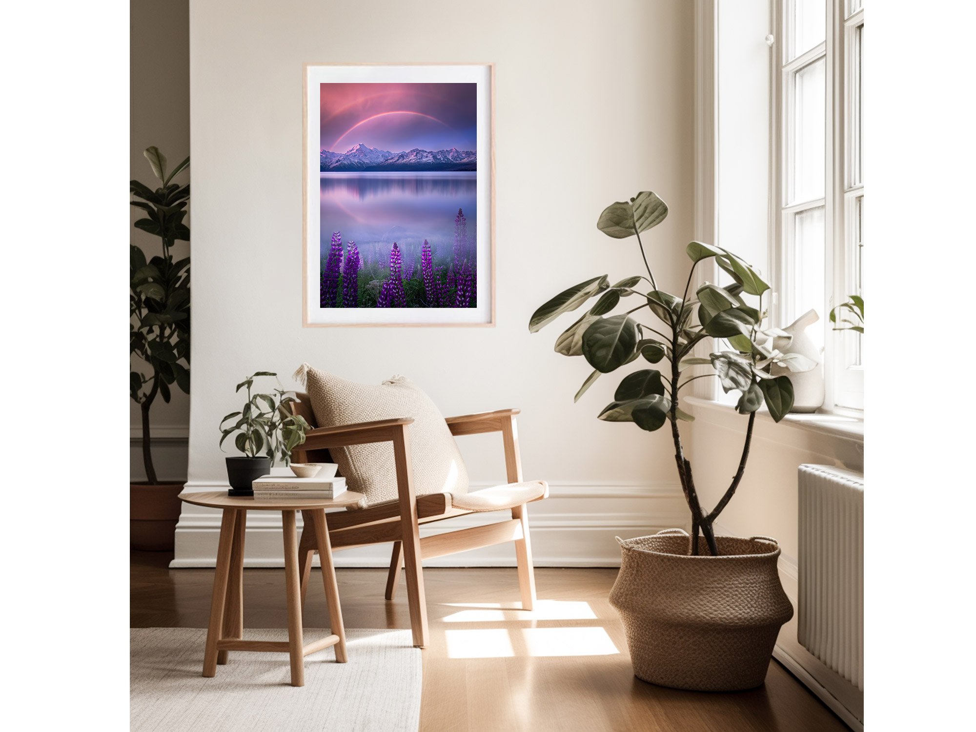 Lake Pukaki Mount Cook Lupins Spring Flowers NZ Print