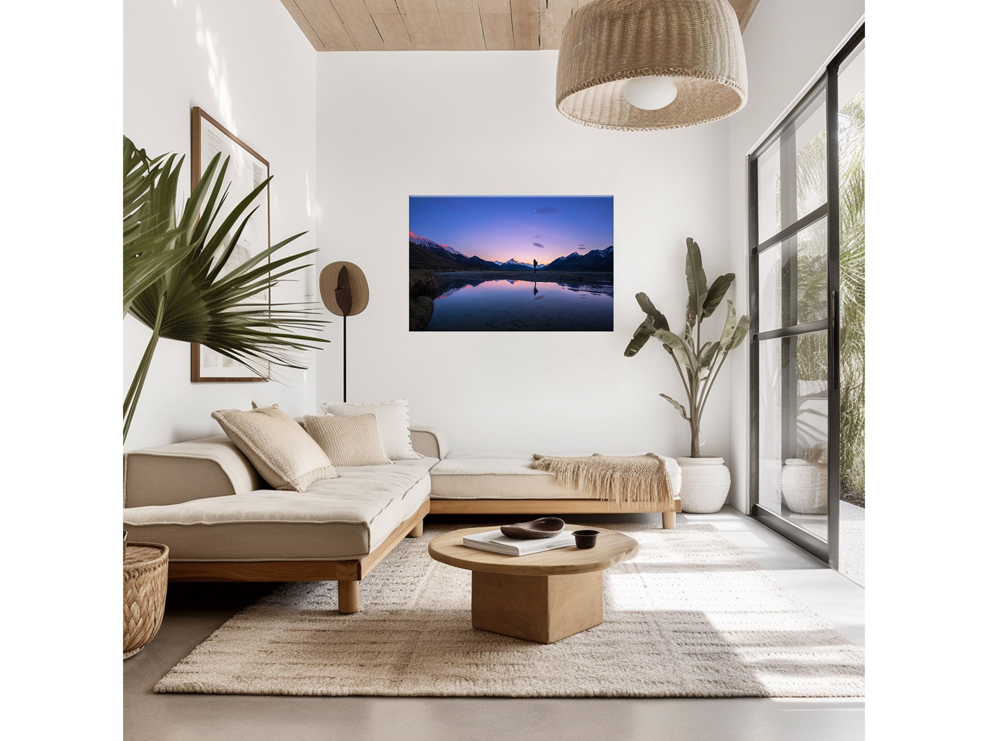 Mount Cook reflection river braid NZ Print