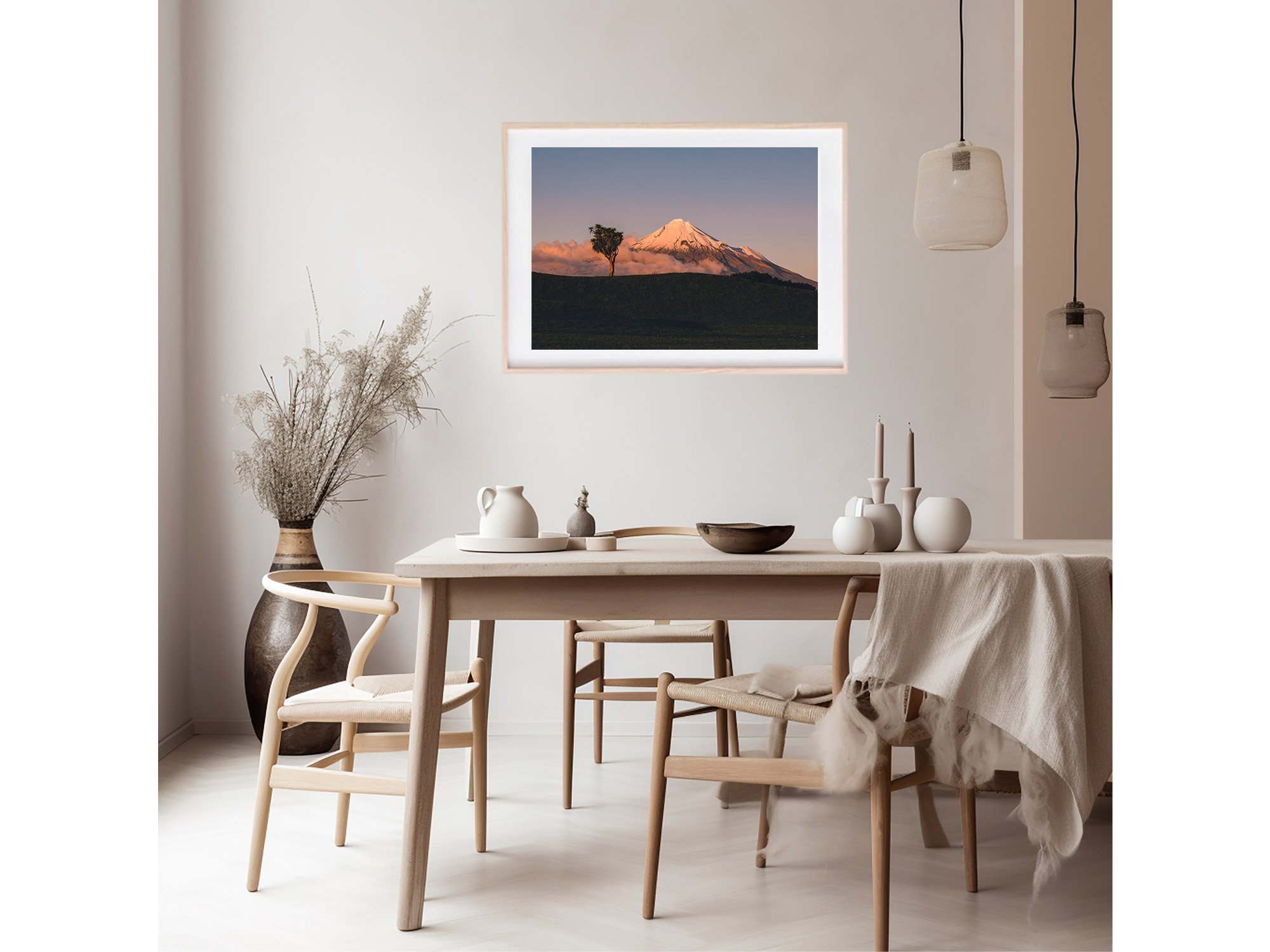 Mount Taranaki Sunset Cabbage Tree NZ Print