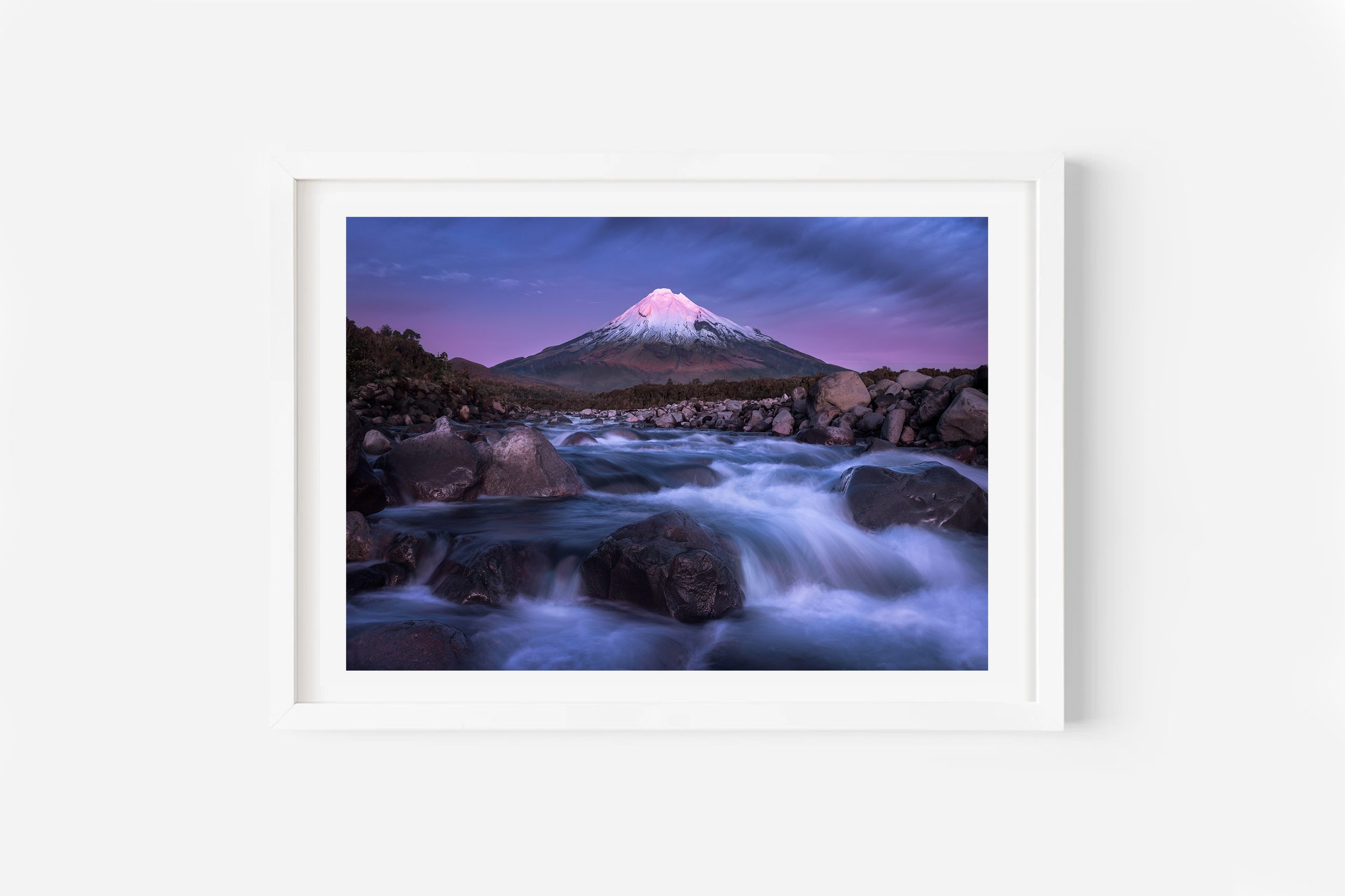 Mount Taranaki River Sunset NZ Print