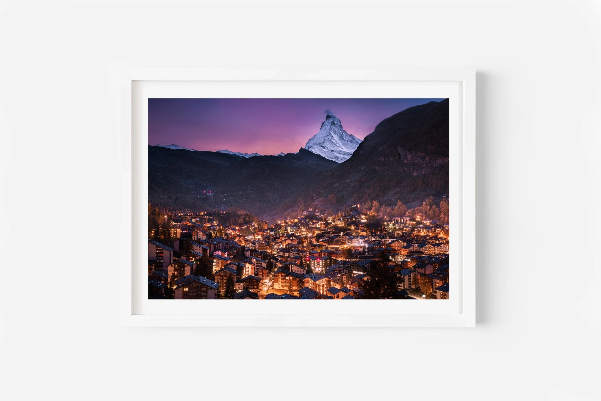 the matterhorn mountain zermatt sunset switzerland print
