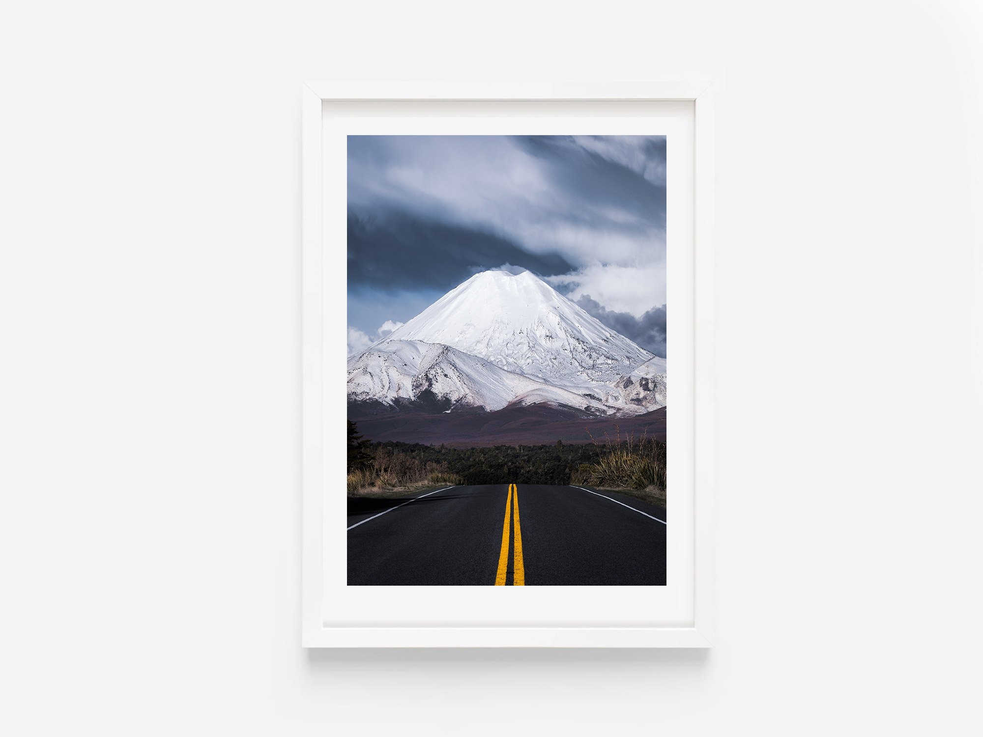 Road to Mount Ngauruhoe winter Ruapehu NZ Print