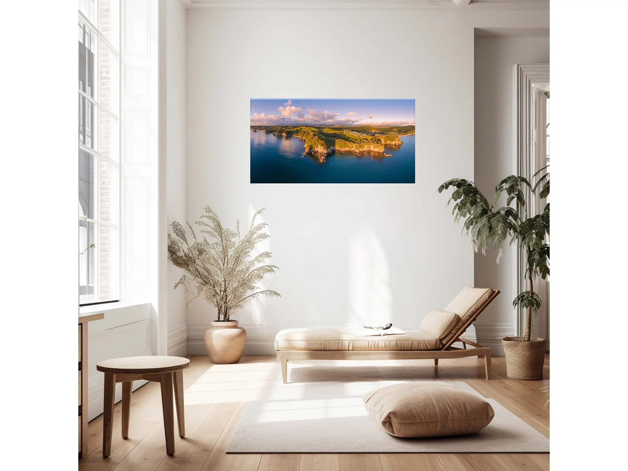 Onemana Beach Coromandel sunrise aerial NZ Print