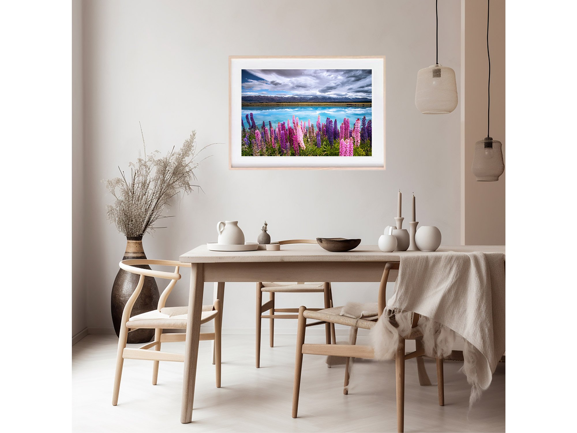 Mount Cook Lake Pukaki Canal Lupins NZ Print