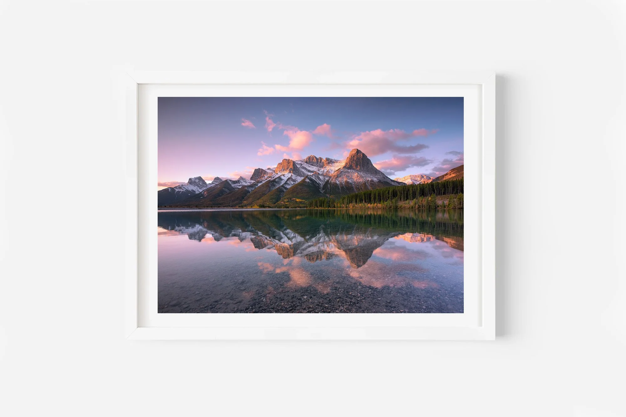 Rundle Bay Foreshore Canmore Alberta Lake Winter Canada Print